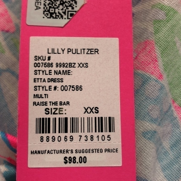 Lilly Pulitzer Etta dress XXS Multi Raise the Bar 007586 pink blue green New - Picture 8 of 8